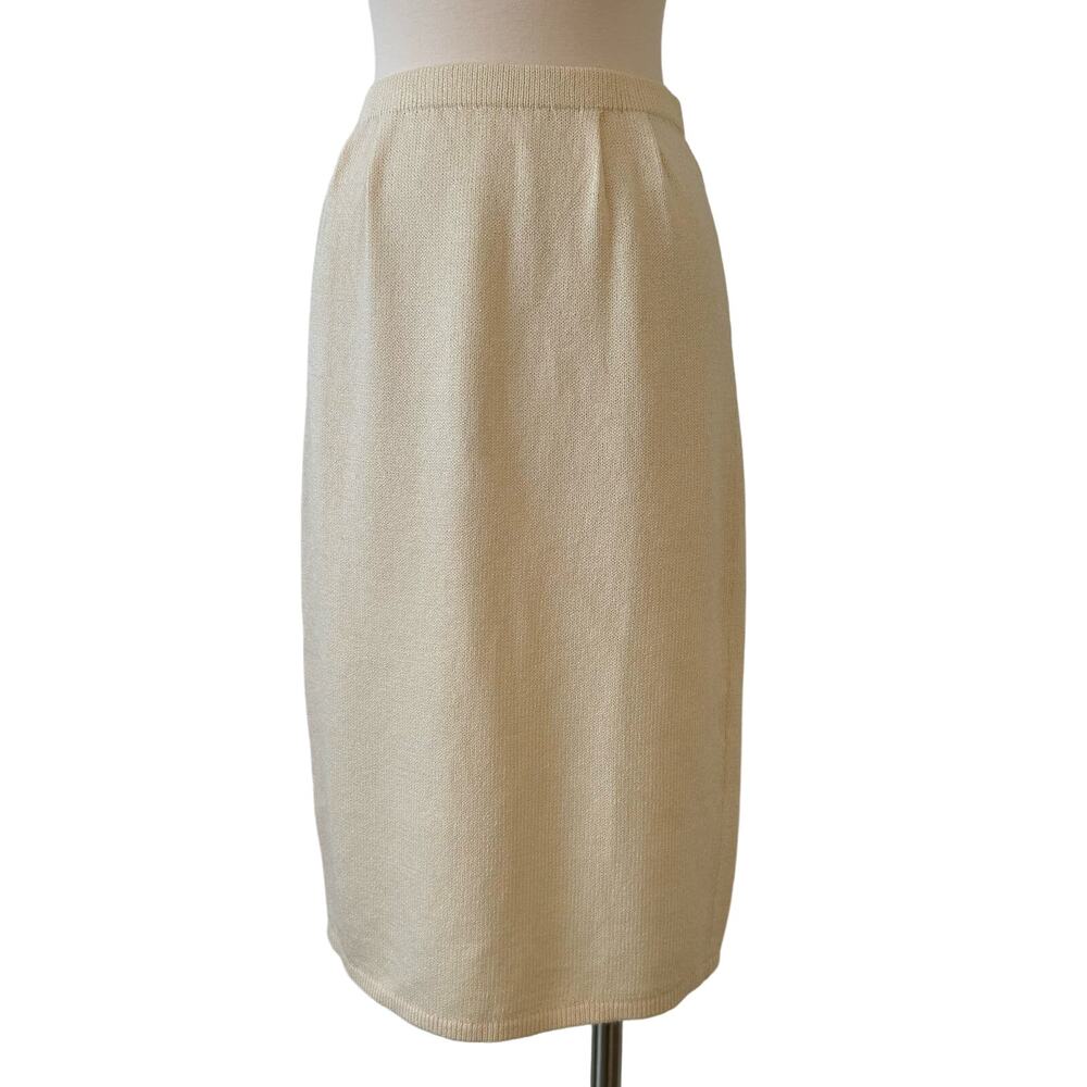 St. John Collection Knit Midi Skirt Santana Wool Blend Light Yellow 14 Vintage
